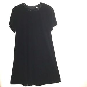 J. R. Nites Woman Black Velvet Dress Sparkle Neck